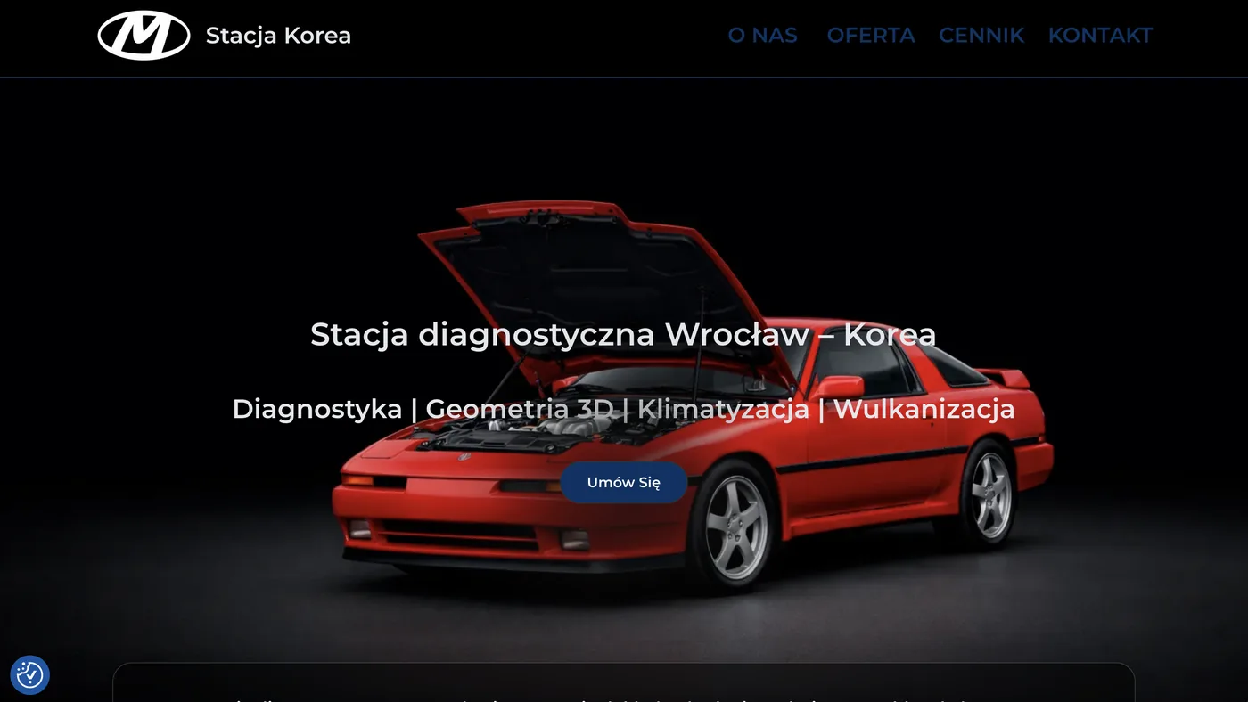 Korea Stacja Diagnostyczna — strona internetowa dla lokalnej firmy motoryzacyjnej
